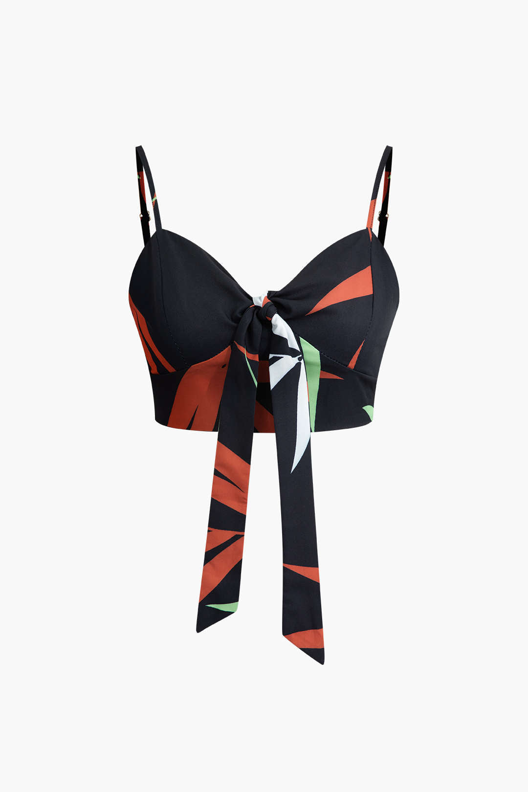 Conjunto Top Espagueti Pantalón Estampado Hojas De Bambú