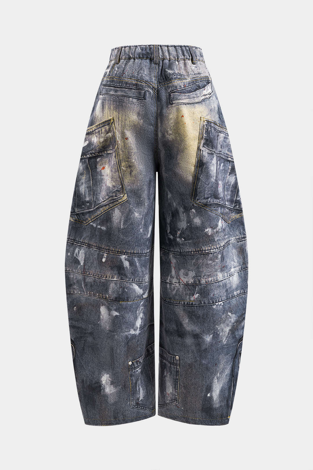 Pantalón Barril con Estampado Abstracto y Bolsillos