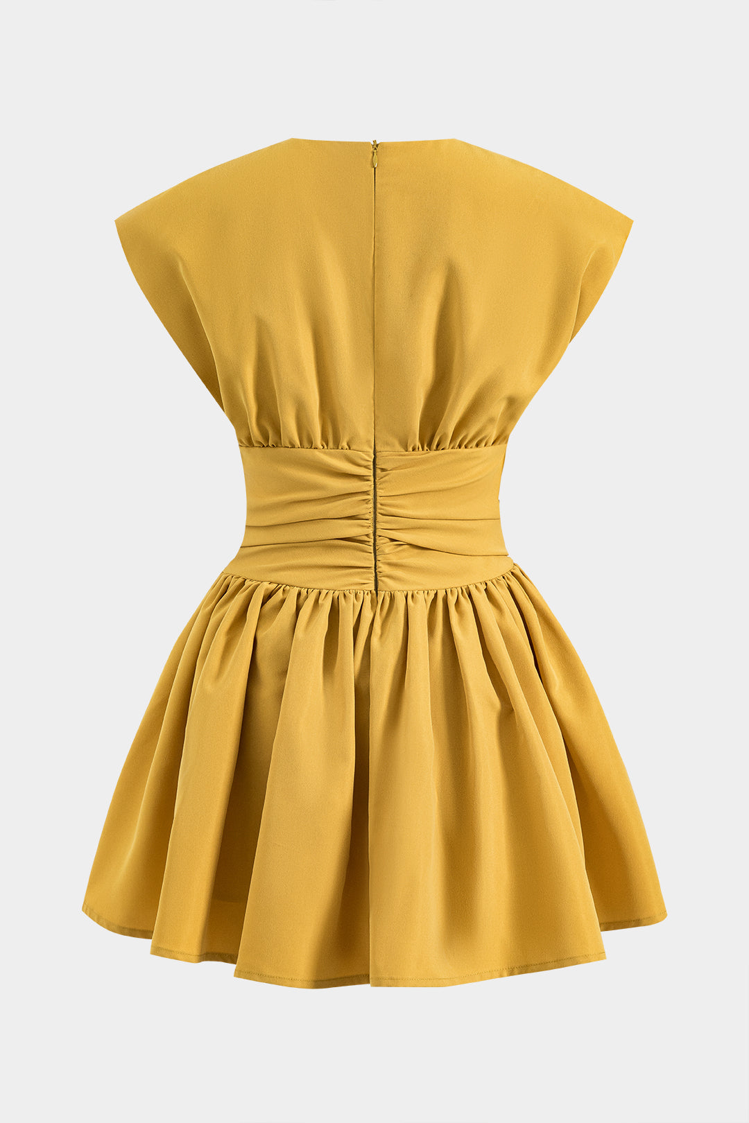 Vestido Mini Sin Mangas Con Cordón Fruncido Cremallera