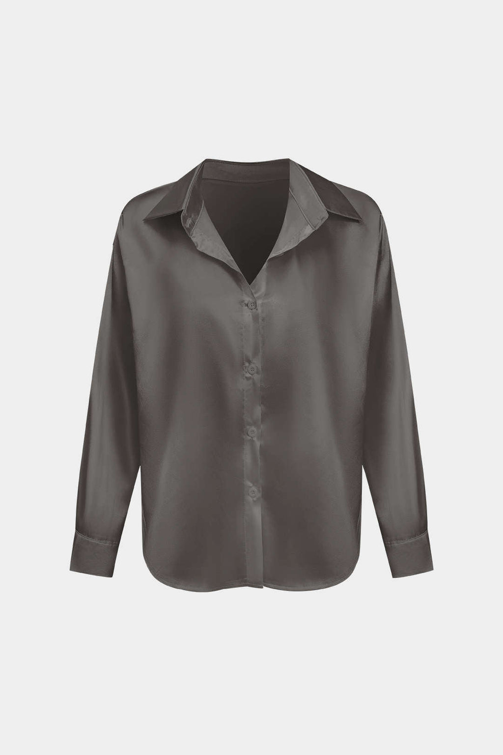 Camisa Satinada De Manga Larga Con Silueta Elegante