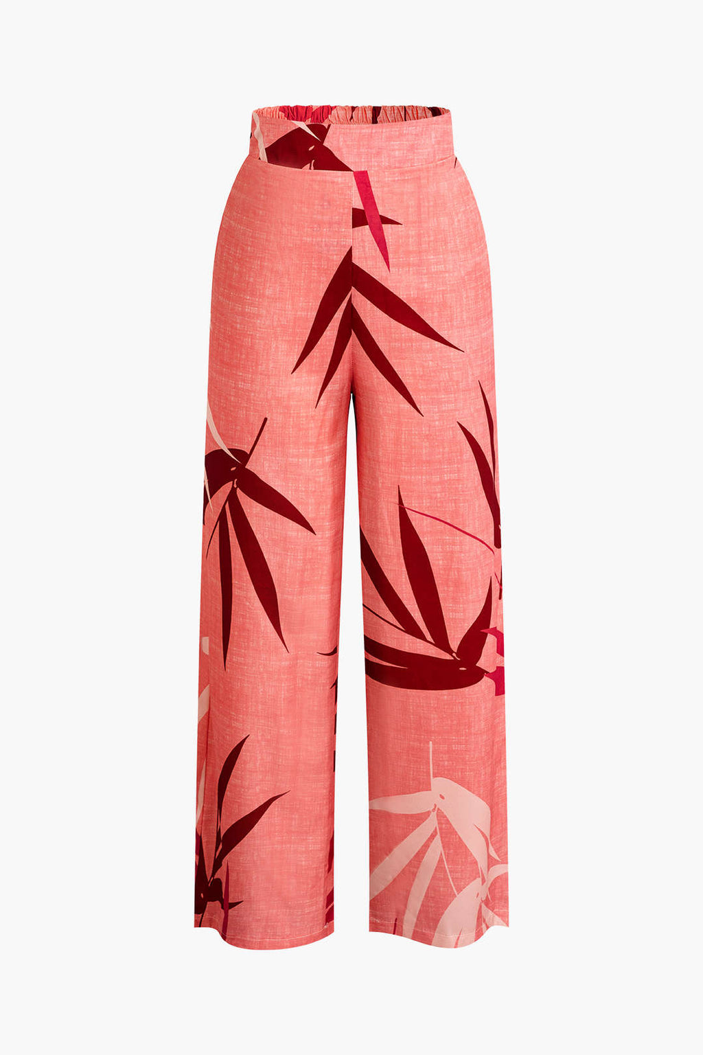 Conjunto Top Espagueti Pantalón Estampado Hojas De Bambú