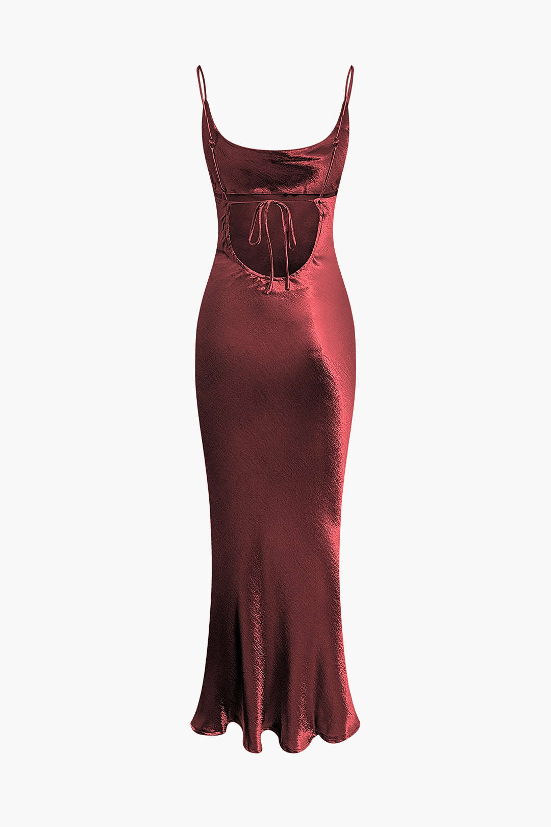 Vestido Largo Metálico Sin Espalda Cuello Barco Cola De Pez