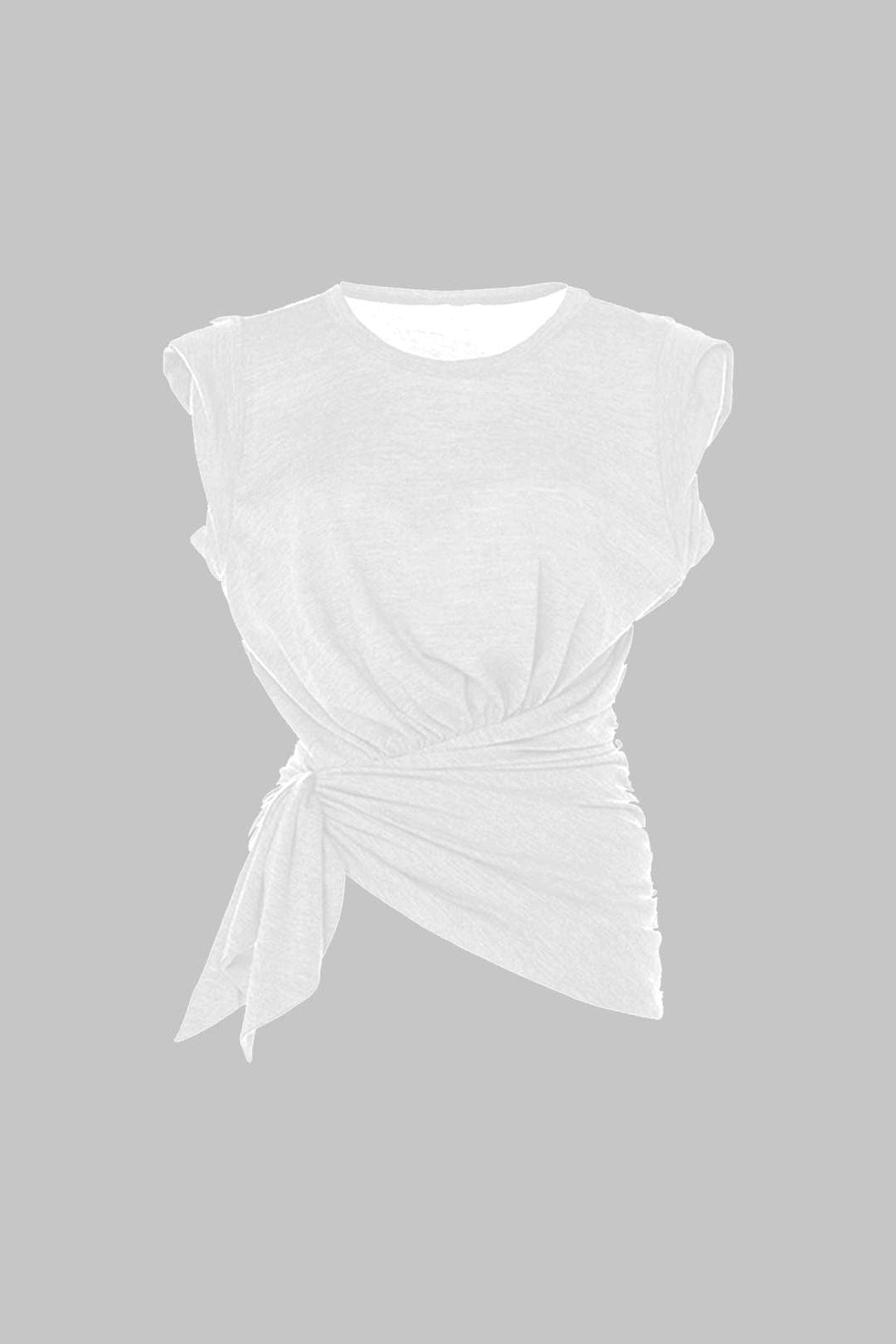 Camiseta Con Detalle Asimétrico Fruncido Y Elegante Moderna