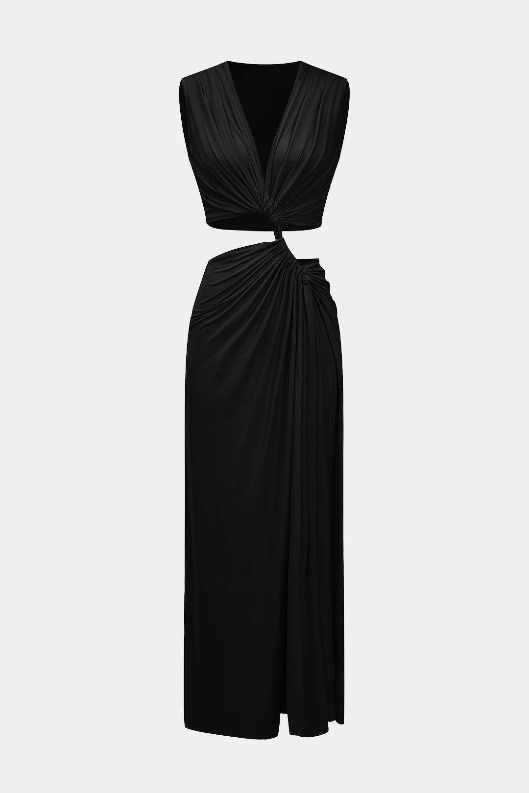 Vestido Midi Elegante Sin Mangas Con Espalda Twist