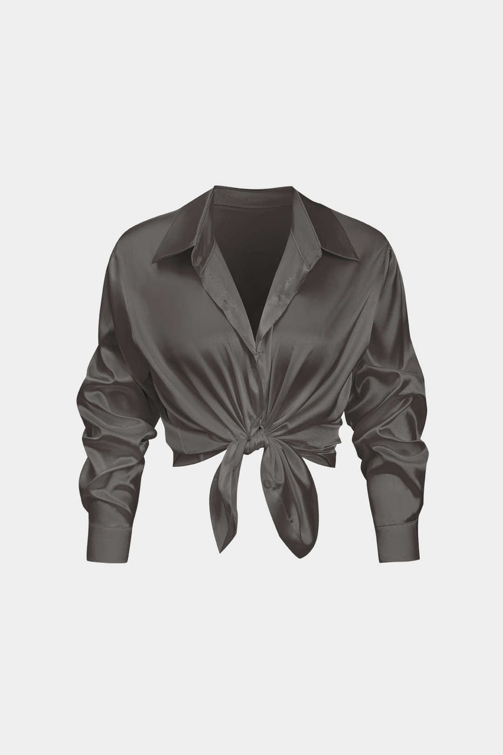 Camisa Satinada De Manga Larga Con Silueta Elegante