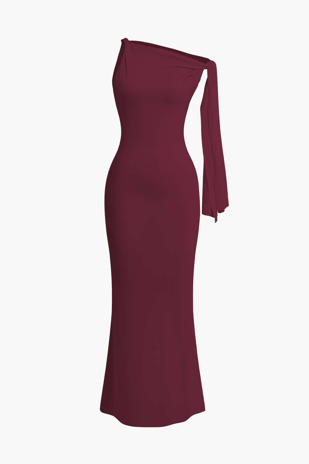Vestido Maxi Sirena Asimétrico Con Nudo Elegante Lujo