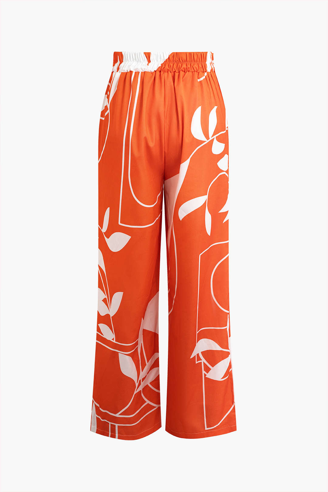 Conjunto Top Espagueti Pantalón Estampado Hojas De Bambú