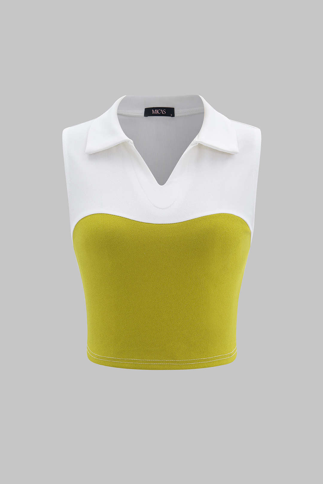 Top Sin Mangas Patchwork Con Cuello En V Estilo Casual
