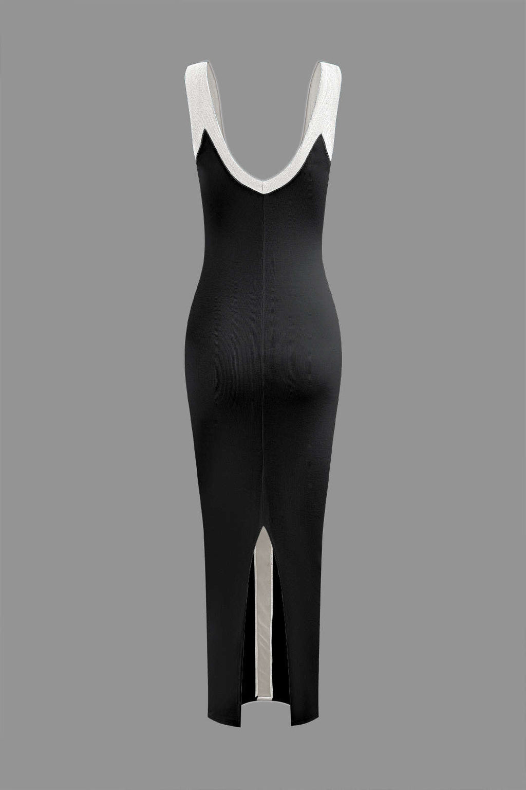 Vestido Maxi Color Block Con Escote En V Y Ribbed Elegante