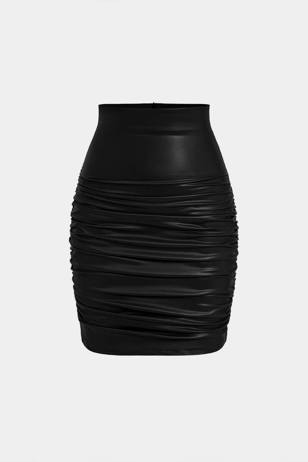Falda De Cuero Sintético Con Volantes Moderna Y Elegante