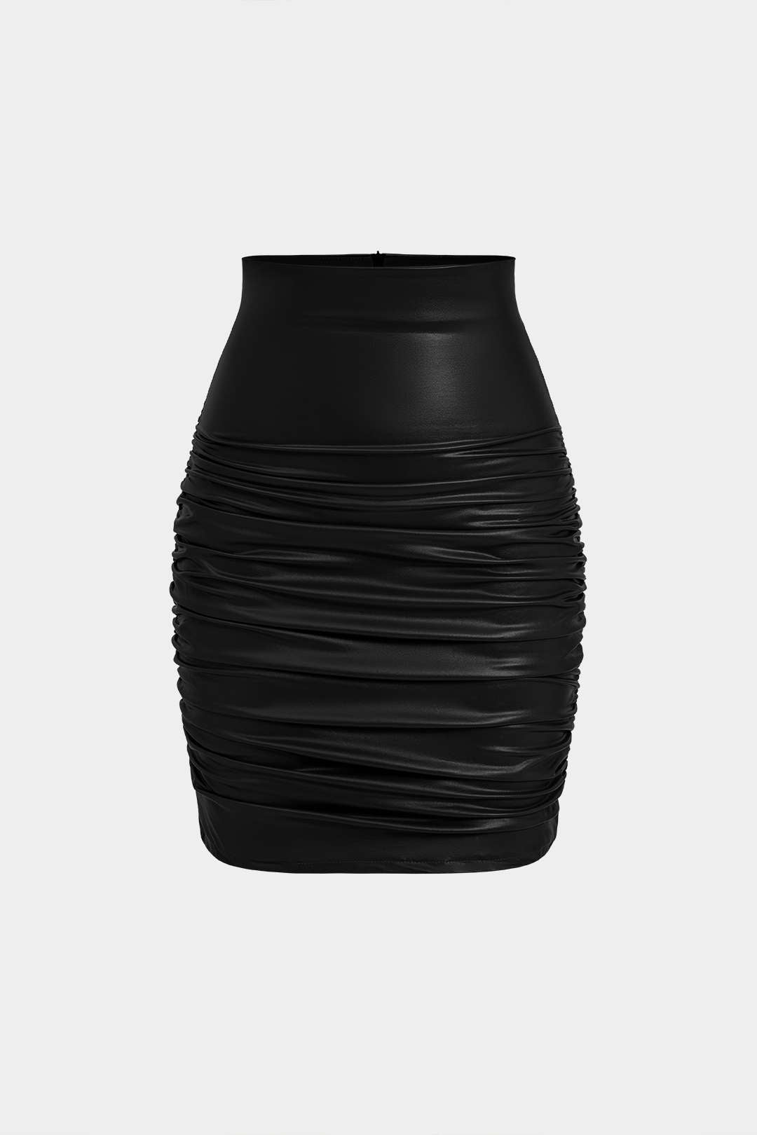 Falda De Cuero Sintético Con Volantes Moderna Y Elegante
