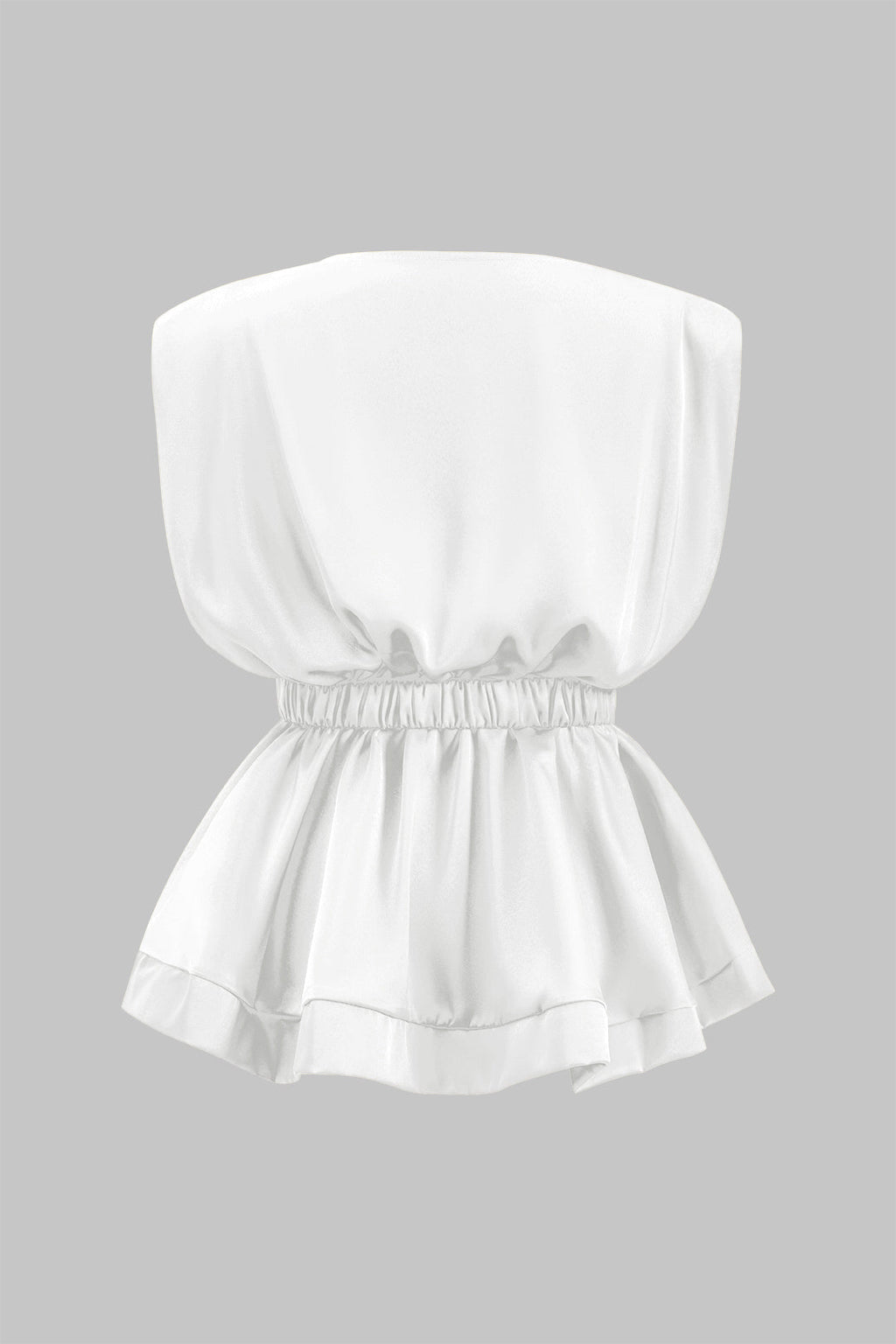 Blusa de Satén Metálico con Espagueti Drapeado y Botones