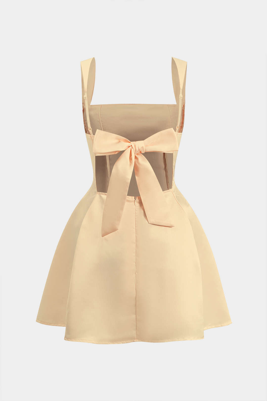 Vestido Mini Con Escote En V Y Cremallera Trasera Elegante