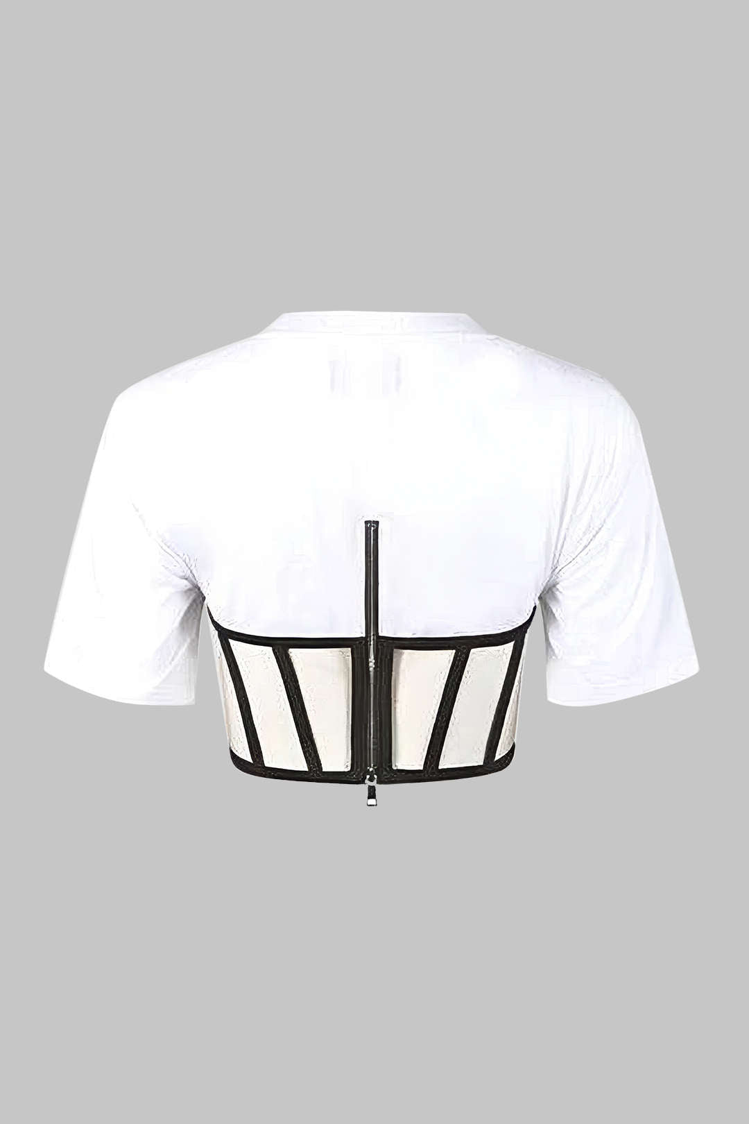 Camiseta Corsé con Cremallera Manga Corta Cuello Redondo