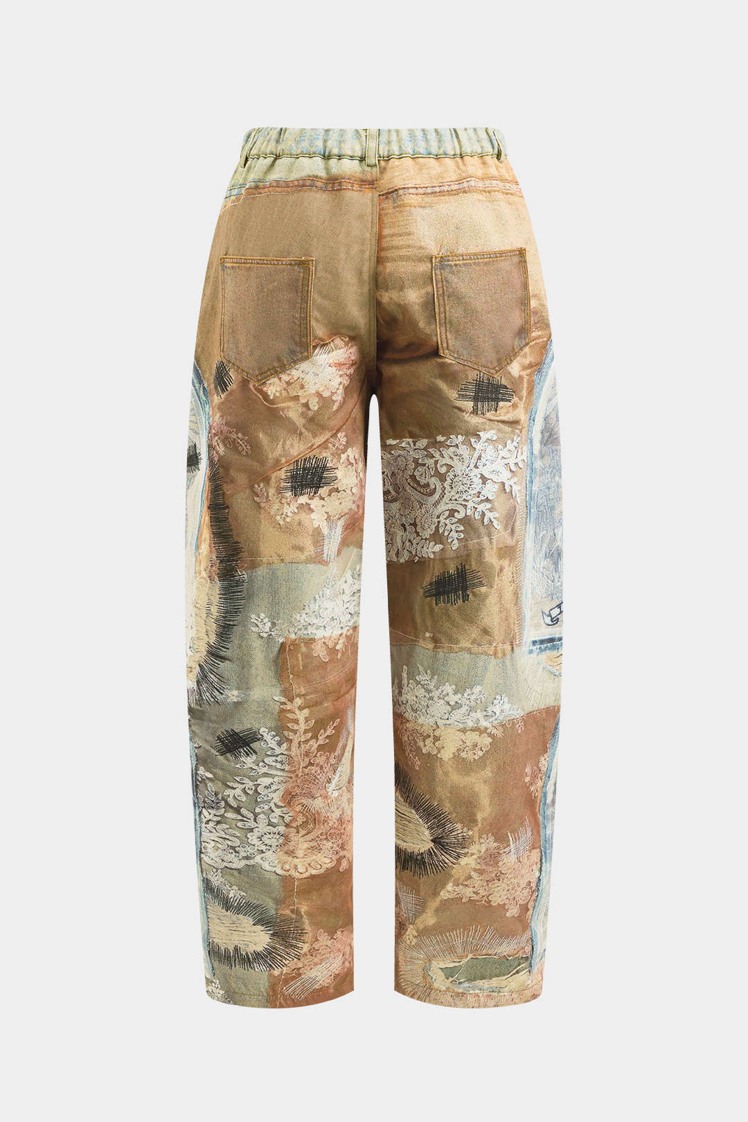Pantalones Abstractos Con Bolsillos Botón Diario Estilo