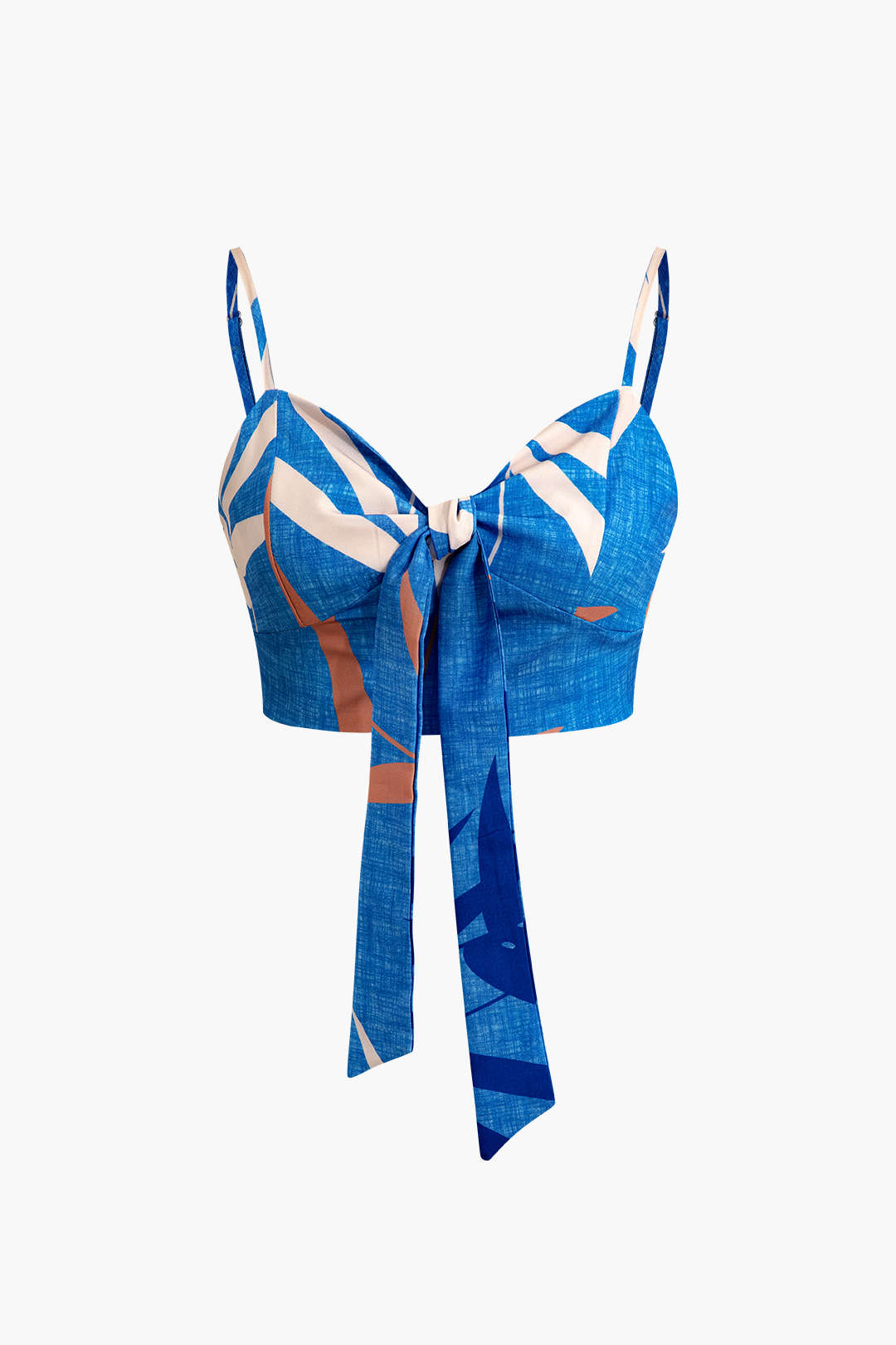 Conjunto Top Espagueti Pantalón Estampado Hojas De Bambú