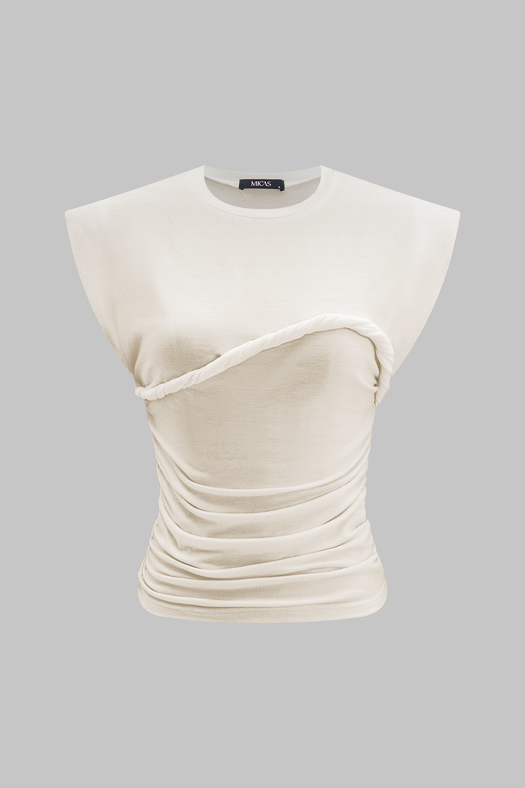 Camiseta De Algodón A Canalé Con Cuello Redondo Liso Diario