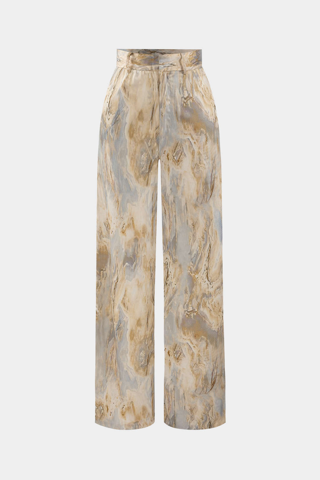 Pantalones Rectos De Tiro Alto Con Estampado Mármol