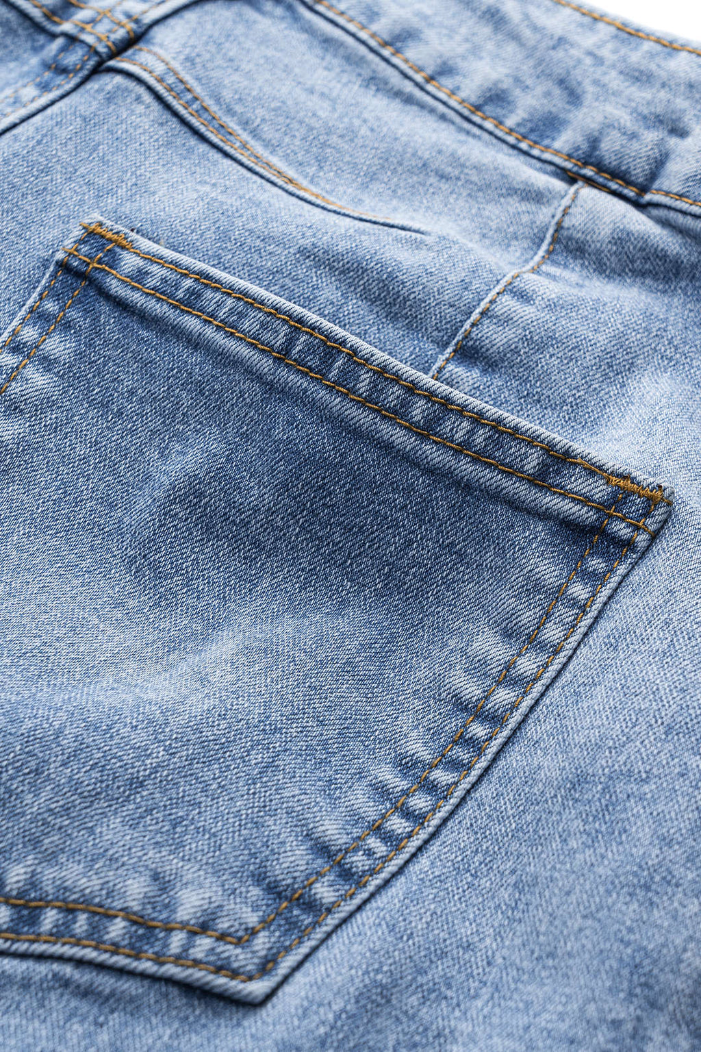 Pantalones Vaqueros Pierna Ancha Bolsillos Abotonados