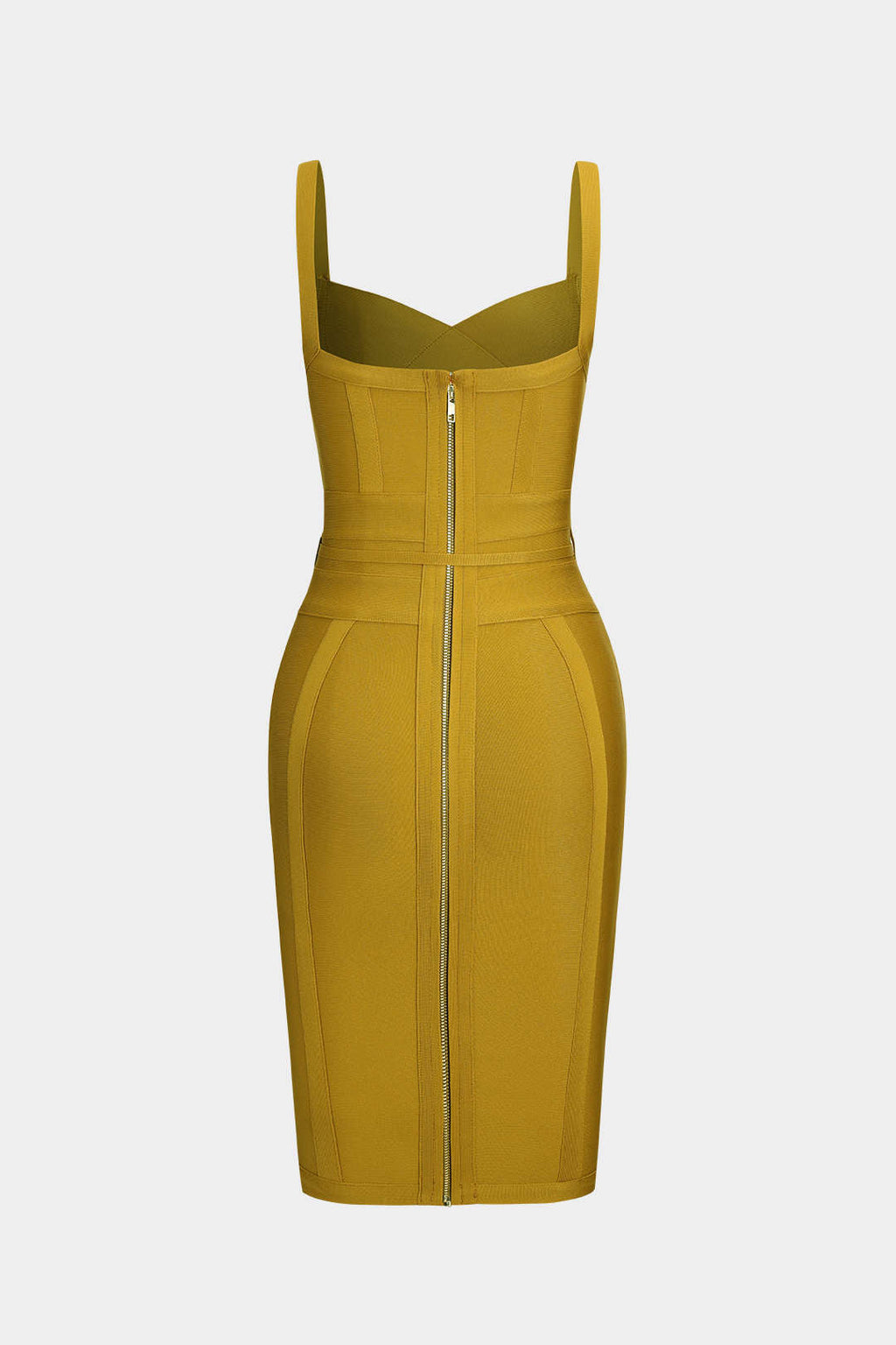 Vestido Midi Ajustado Con Lazo Frontal Y Cremallera
