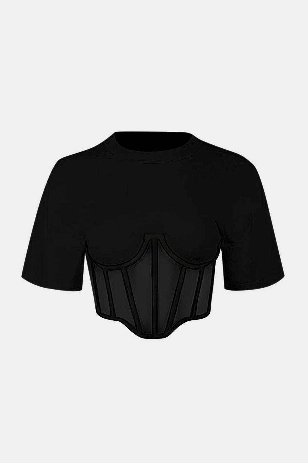 Camiseta Corsé con Cremallera Manga Corta Cuello Redondo