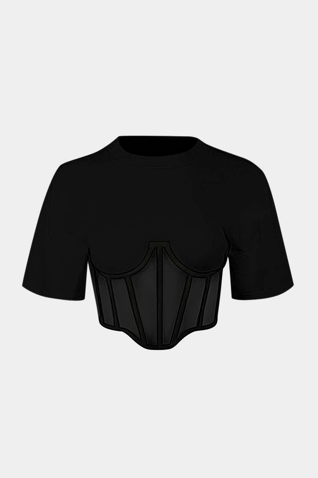 Camiseta Corsé con Cremallera Manga Corta Cuello Redondo