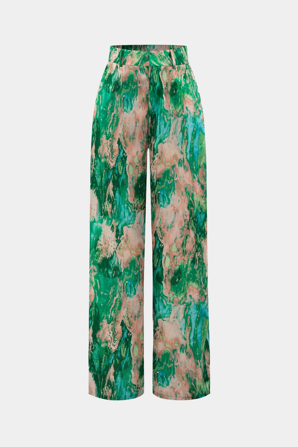 Pantalones Rectos De Tiro Alto Con Estampado Mármol