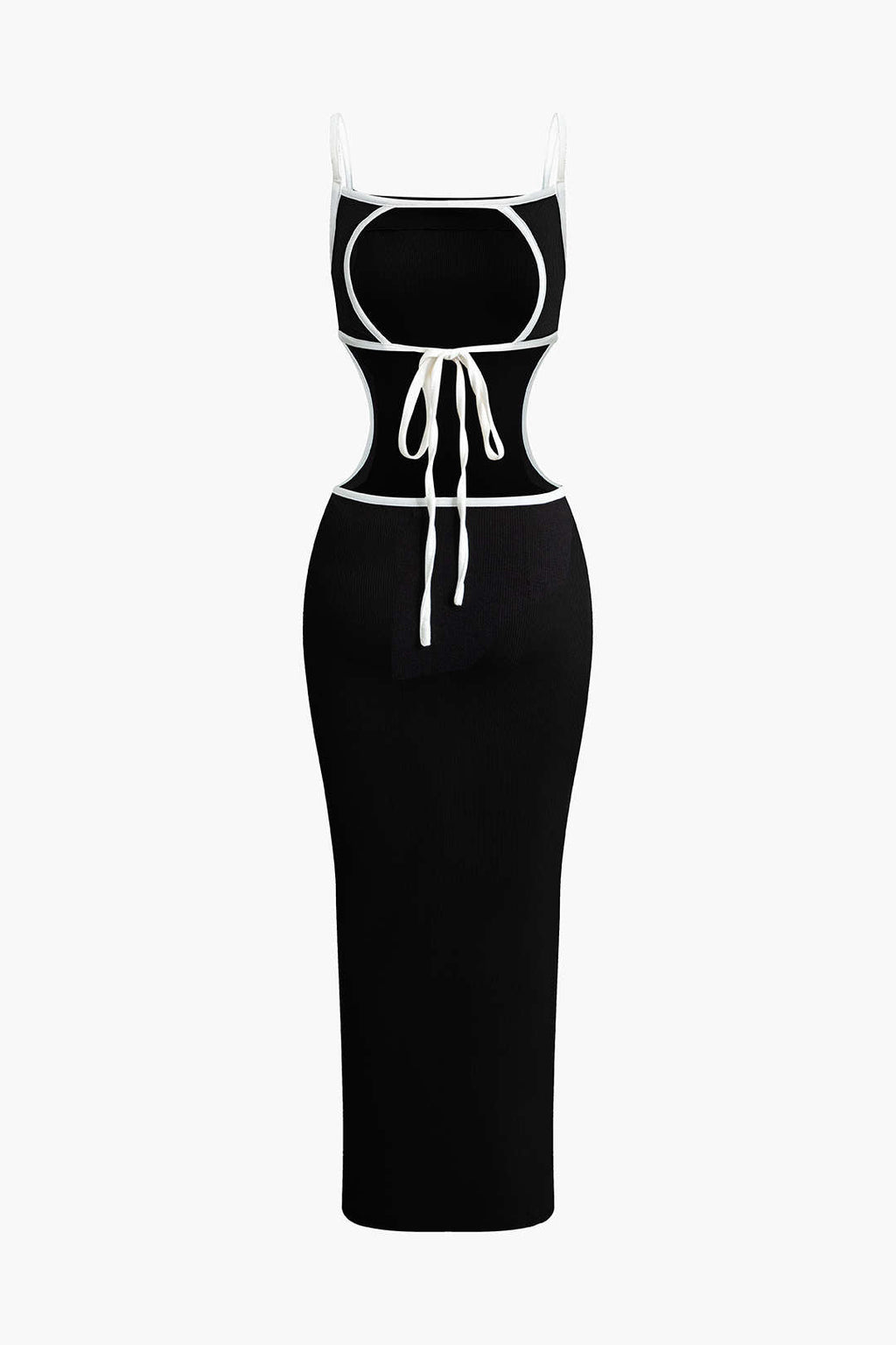 Vestido Maxi Con Espalda Abierta Contrastante Para Noche