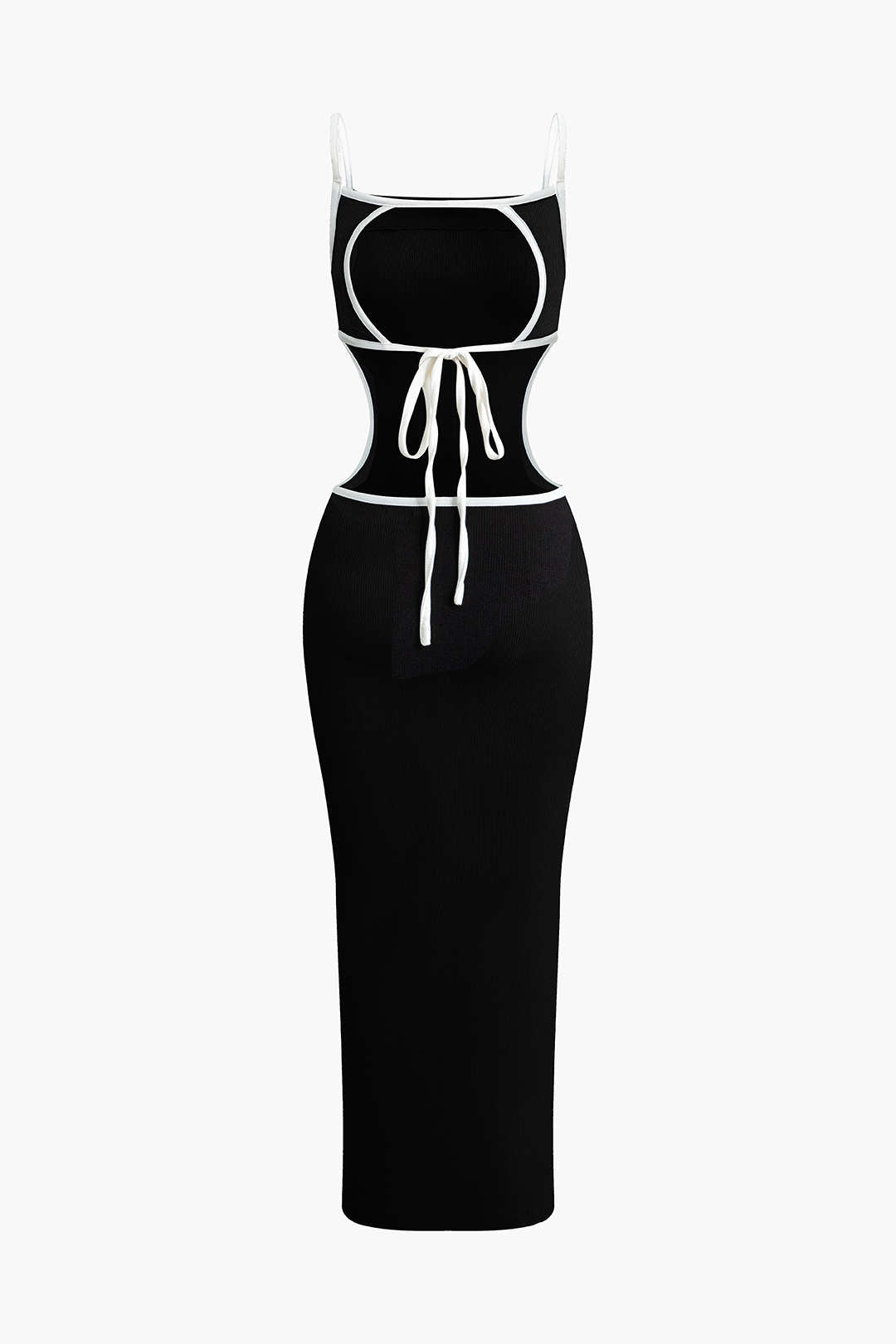 Vestido Maxi Con Espalda Abierta Contrastante Para Noche
