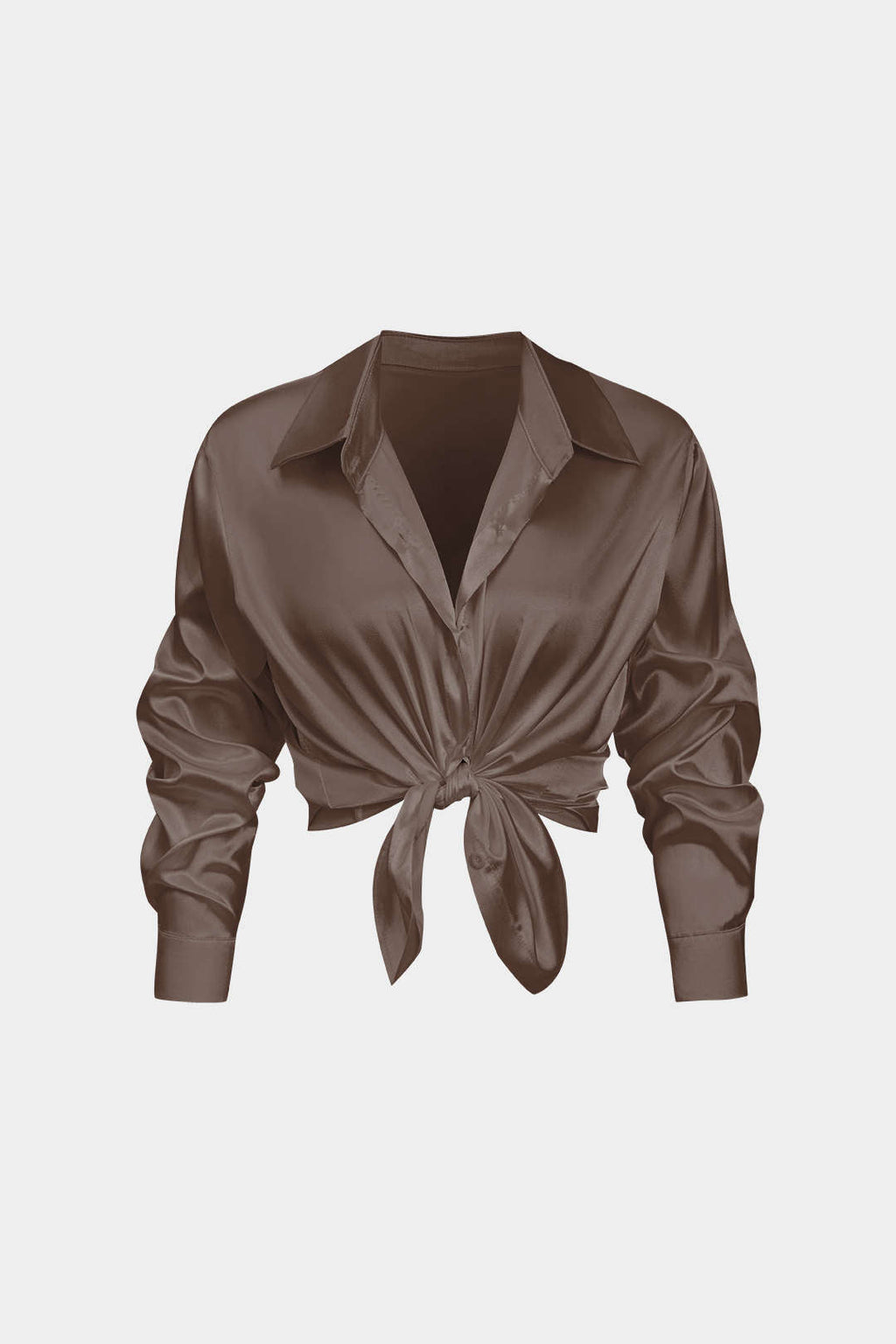 Camisa Satinada De Manga Larga Con Silueta Elegante