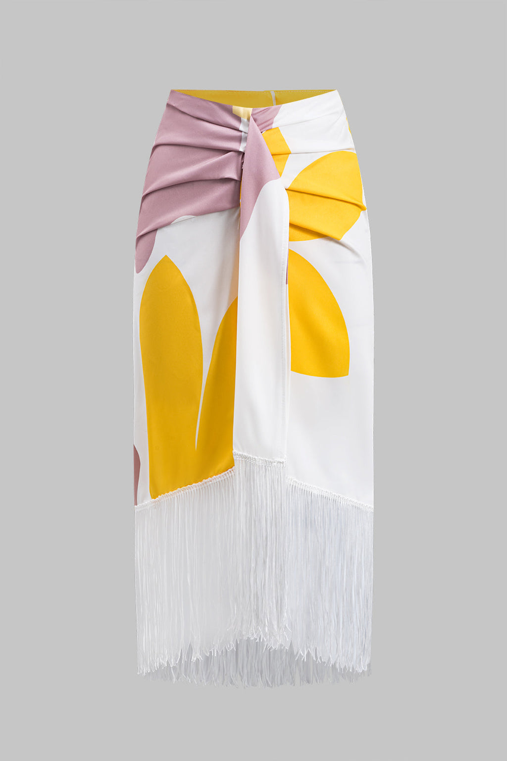 Conjunto Blusa Un Hombro Y Falda Con Flecos Abstracta