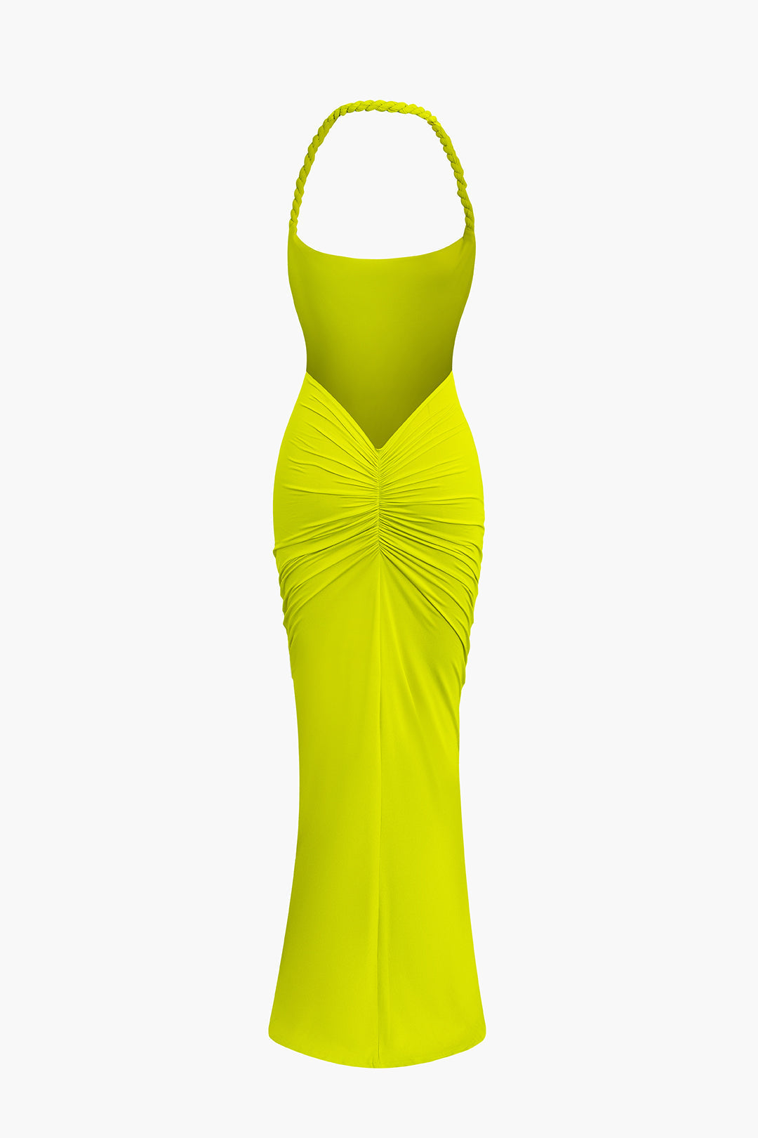 Vestido Maxi Noche Cuello Halter Crochet Espalda Abierta