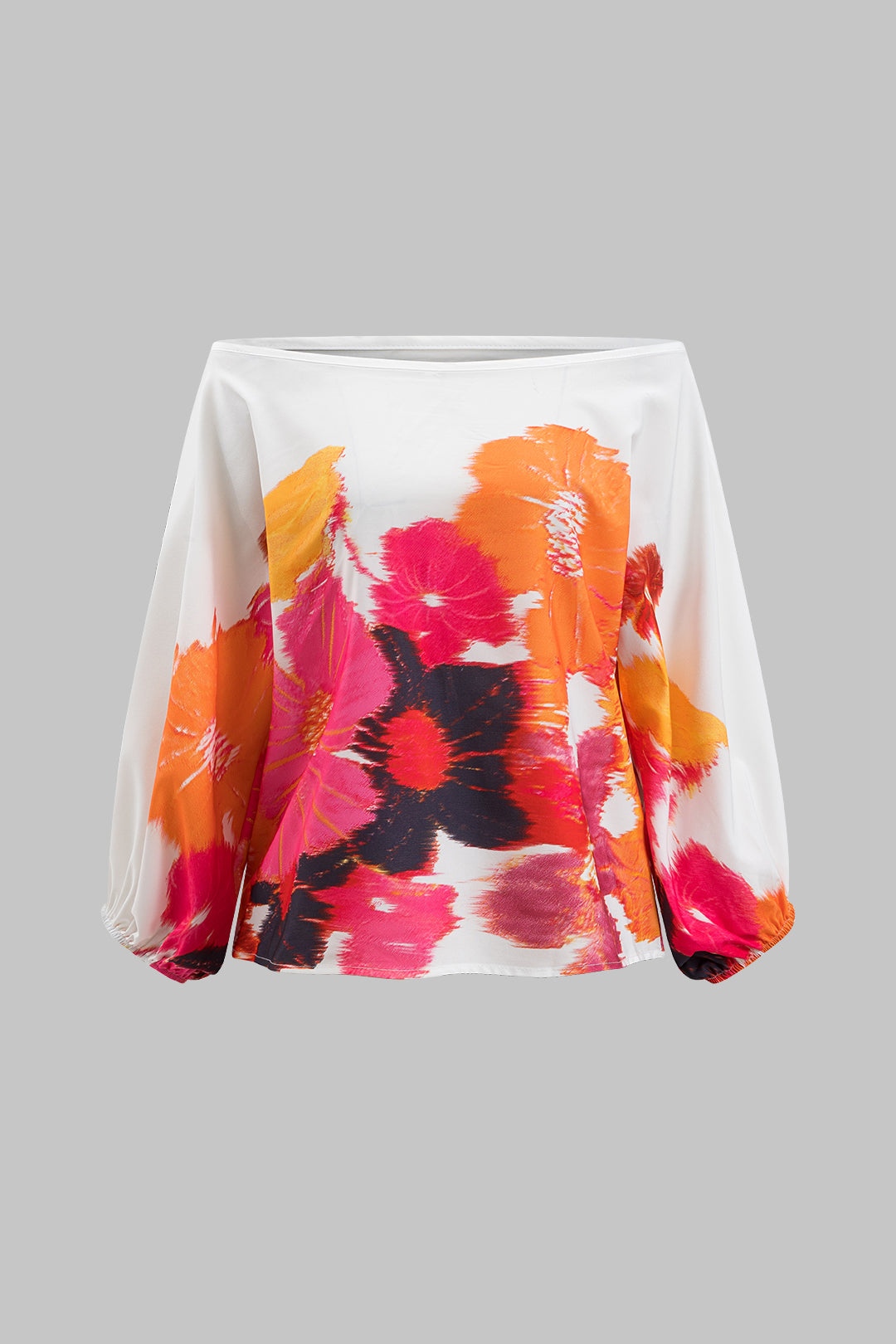 Conjunto Floral Blusa Hombro Descubierto Manga Larga