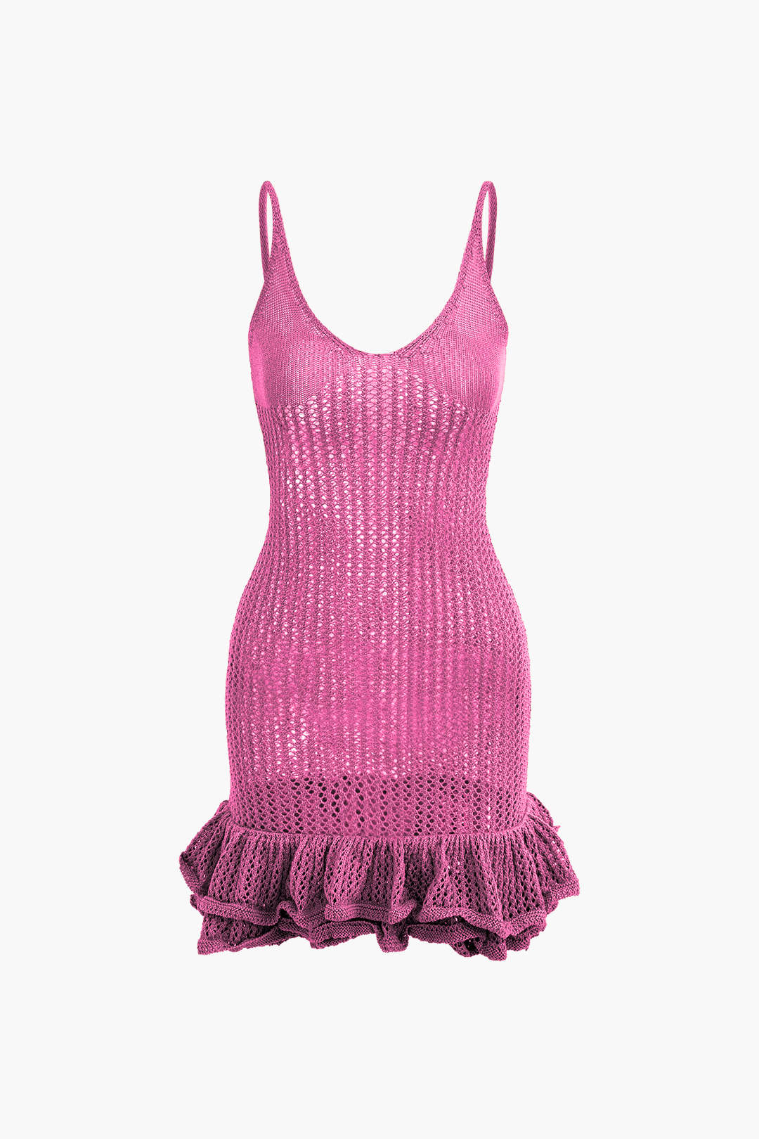 Vestido Mini Con Costuras Abiertas Y Volantes Delicados