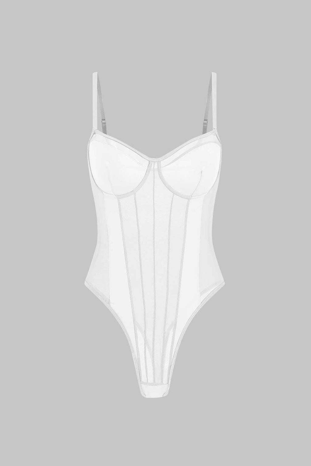 Corsé Bodysuit de Malla Sin Espalda con Escote Barco