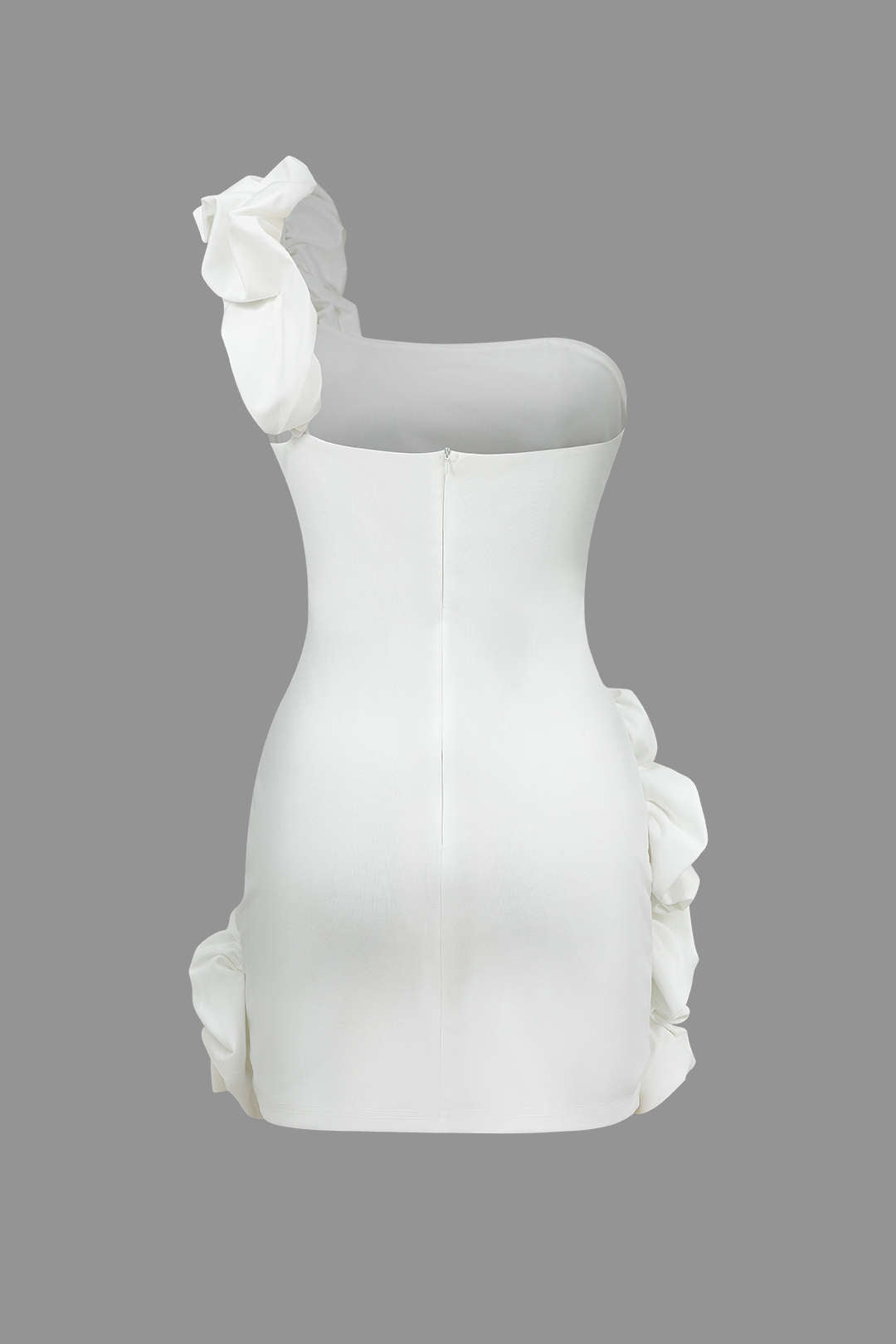 Vestido Mini Asimétrico Un Solo Hombro Con Volantes