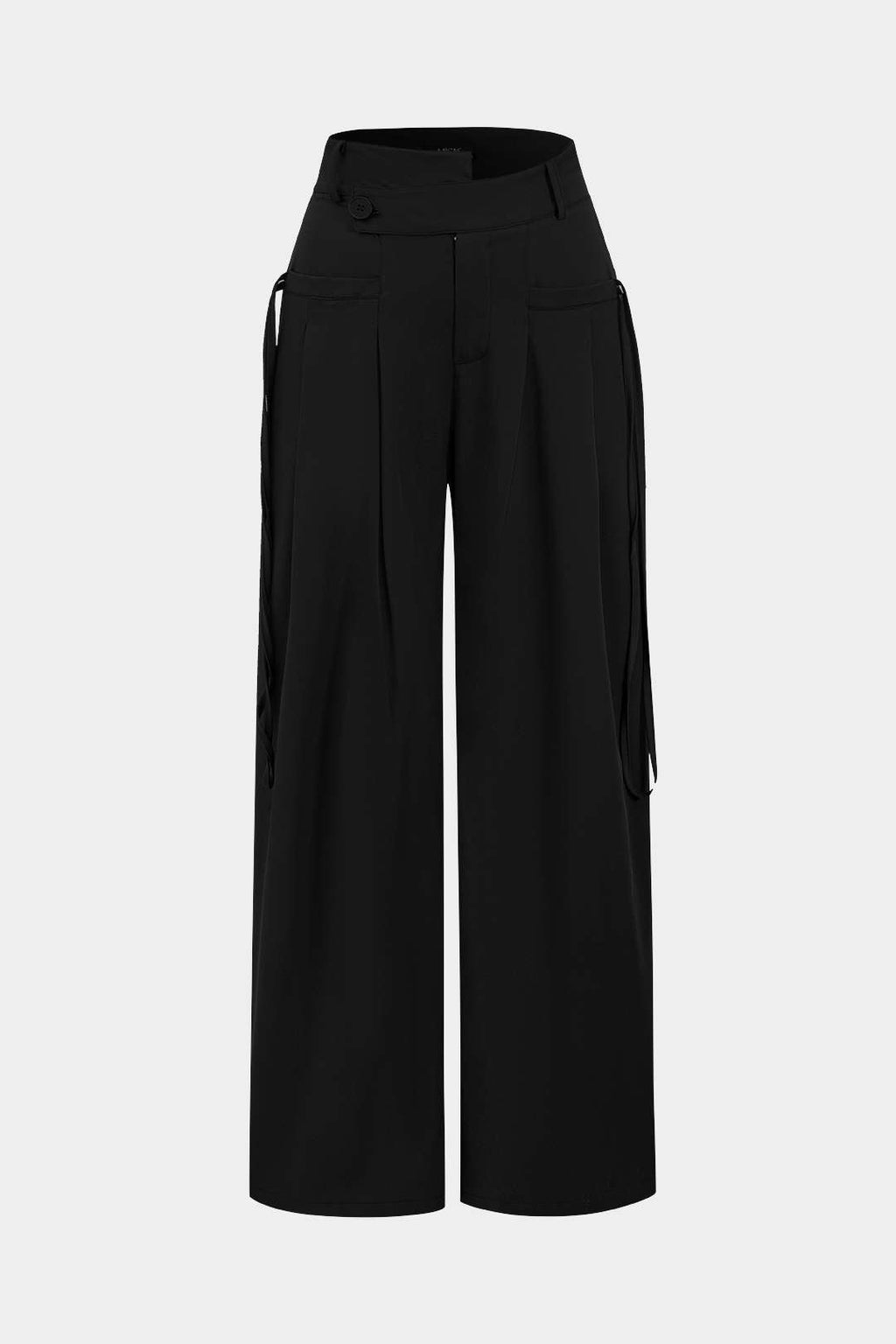 Pantalones Rectos De Pierna Ancha Con Bolsillos Para Trabajo