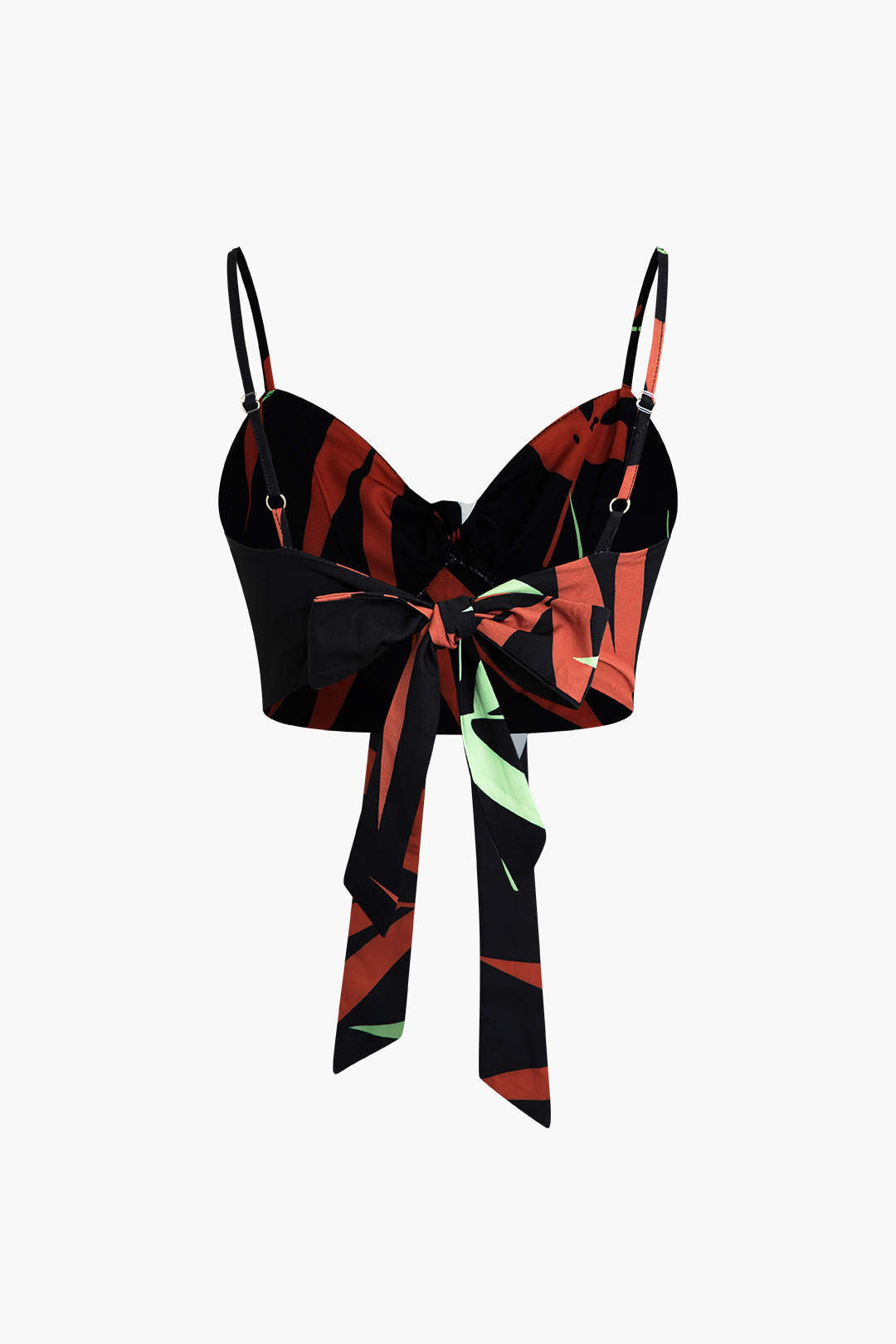 Conjunto Top Espagueti Pantalón Estampado Hojas De Bambú