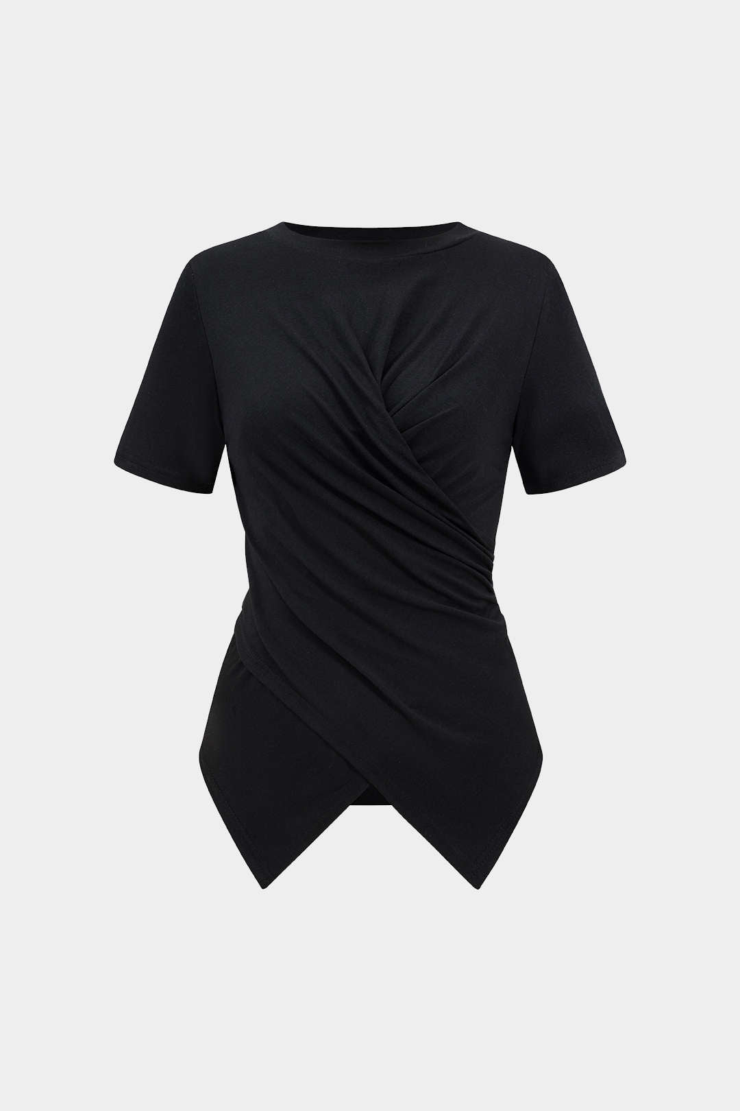 Camiseta de Manga Corta con Nudo Curvo para Mujer Casual