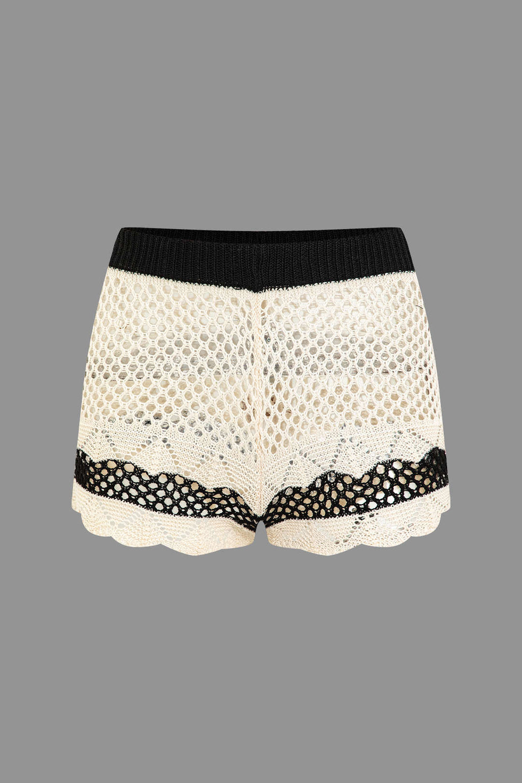 Conjunto Corto De Punto Con Escote En V Crochet Mujer