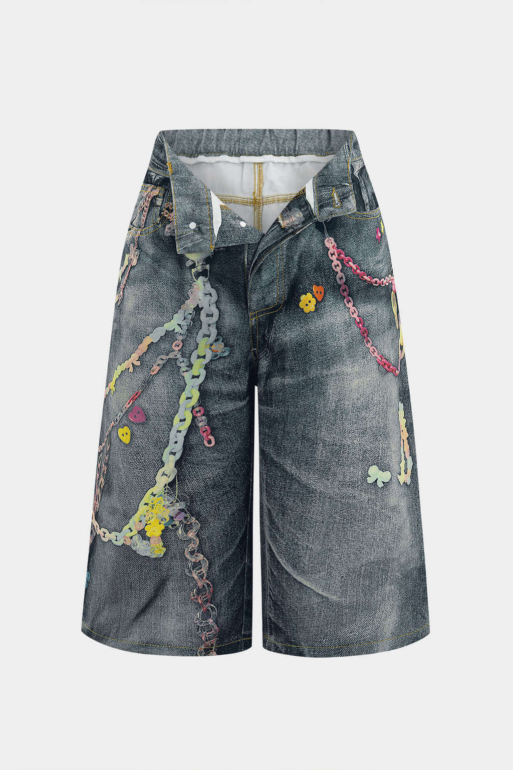 Shorts Anchos De Cadena Para Mujer Verano Elegante