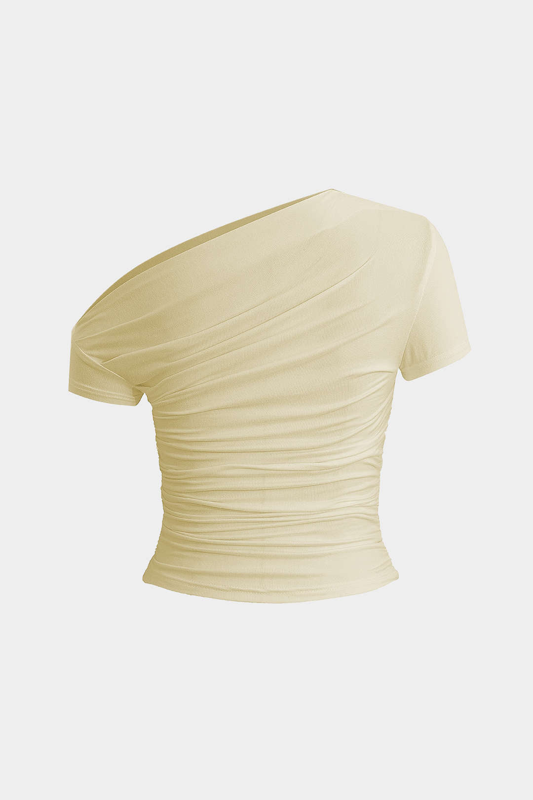 Camiseta Básica Asimétrica Drapada Para Uso Diario Versátil
