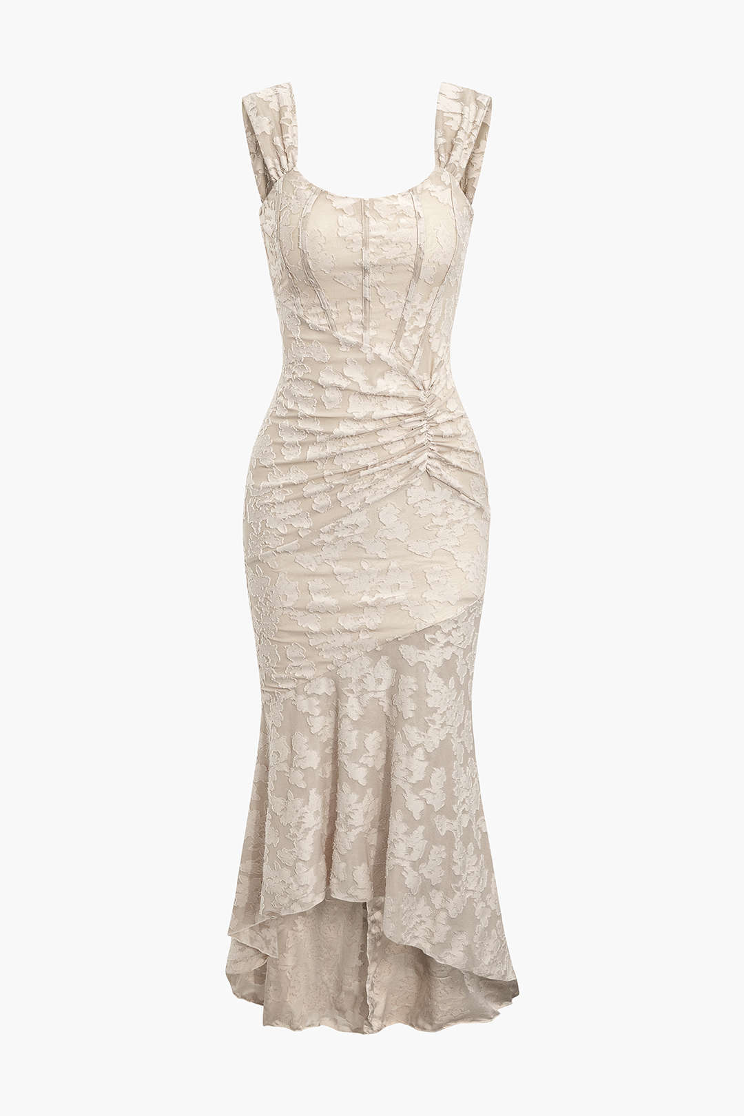 Vestido Midi Floral Sin Mangas Con Dobladillo Asimétrico