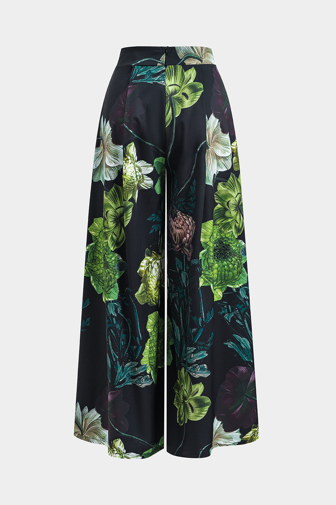 Conjunto Blusa Manga Corta Cremallera Floral Pantalón Ancho