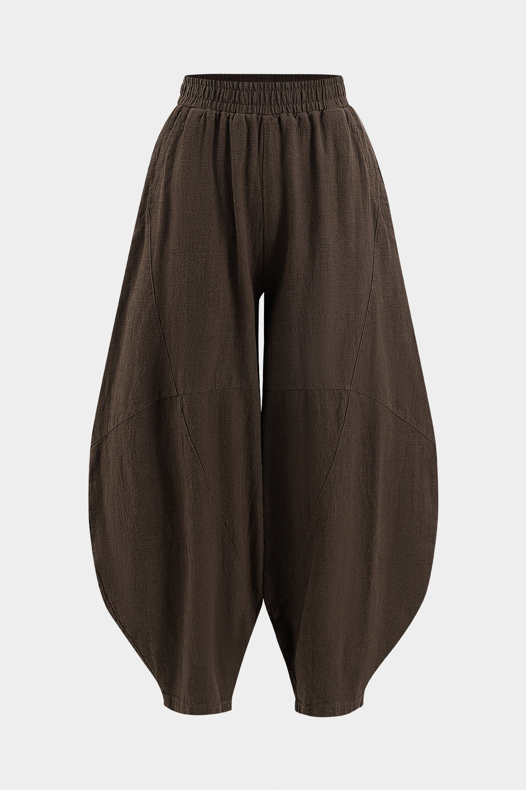 Pantalones Anchos Con Bolsillos Fruncidos Mujer Casual