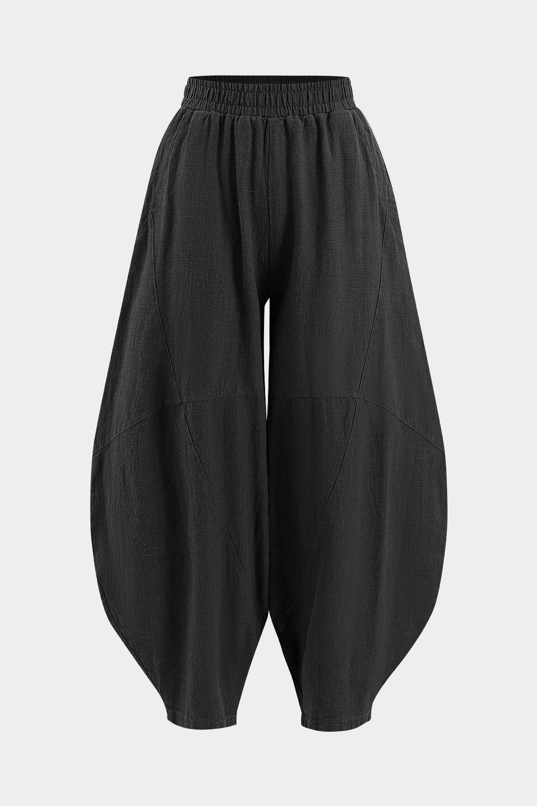 Pantalones Anchos Con Bolsillos Fruncidos Mujer Casual