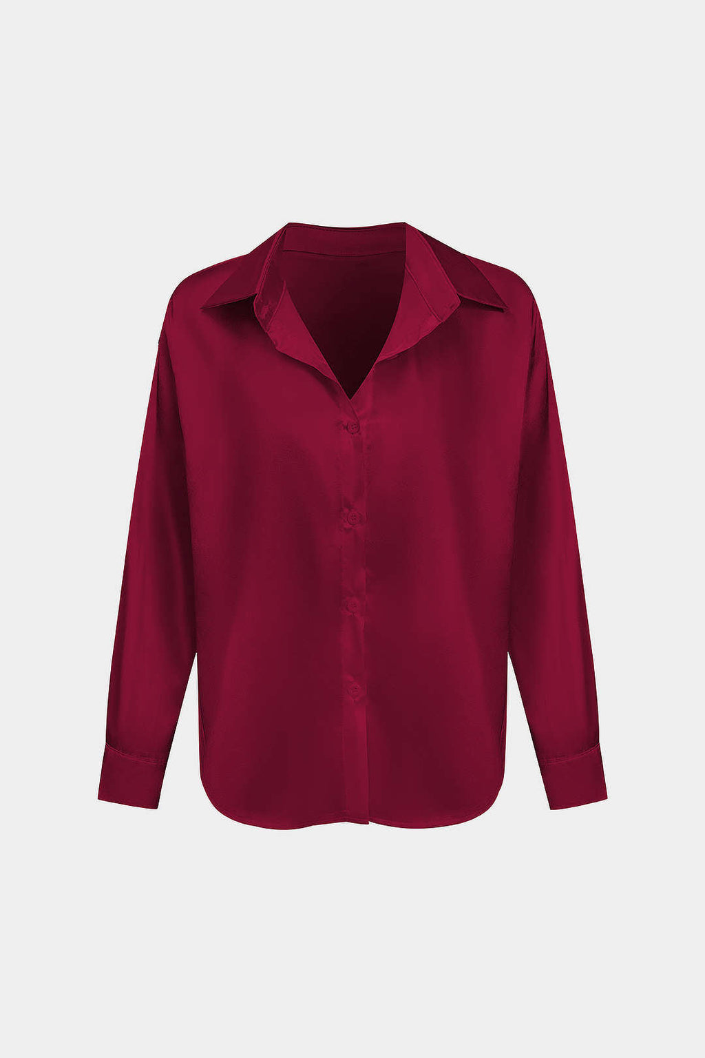 Camisa Satinada De Manga Larga Con Silueta Elegante