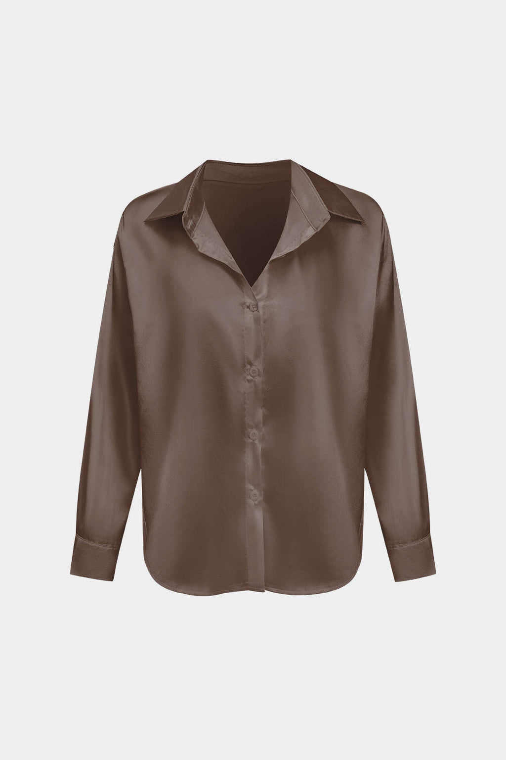 Camisa Satinada De Manga Larga Con Silueta Elegante
