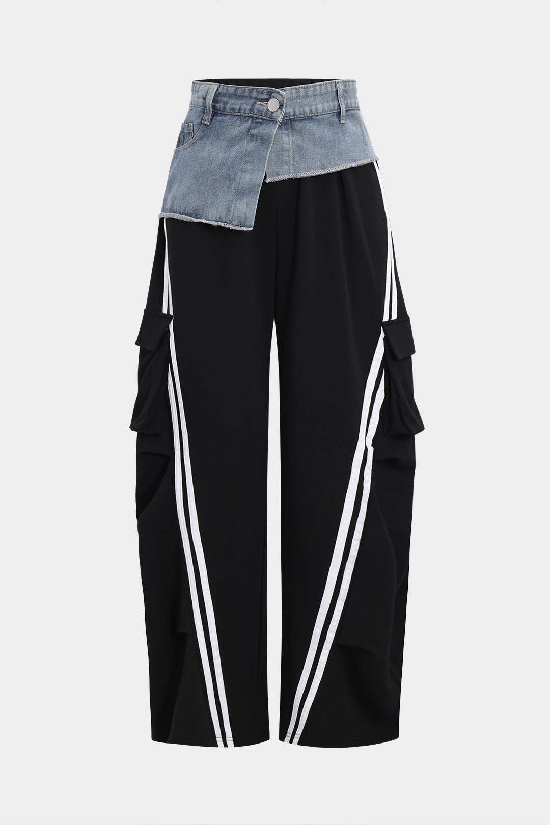 Pantalones Vaqueros Patchwork Con Bolsillos Para Mujer