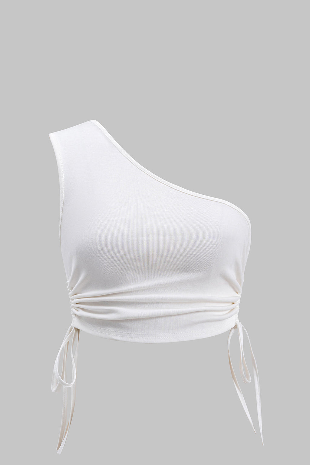 Conjunto Top Asimétrico Un Hombro Fruncido Y Falda Vaquera